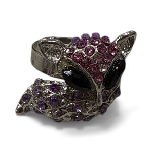 3/20🥳 Silver Fox Adjustable Rhinestone Statement Ring